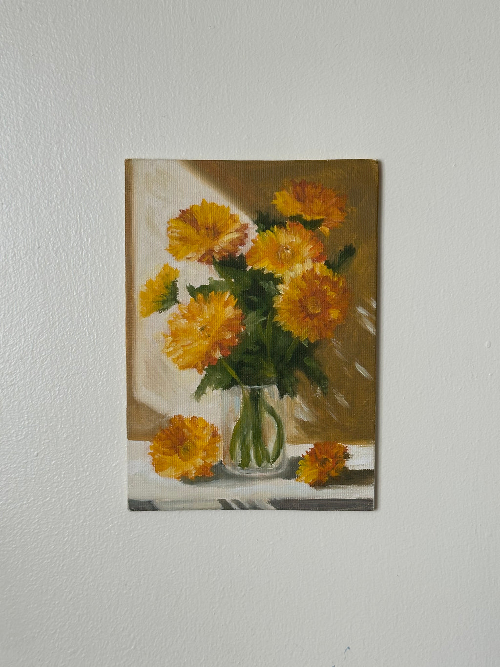 Golden chrysanthemums 5x7"
