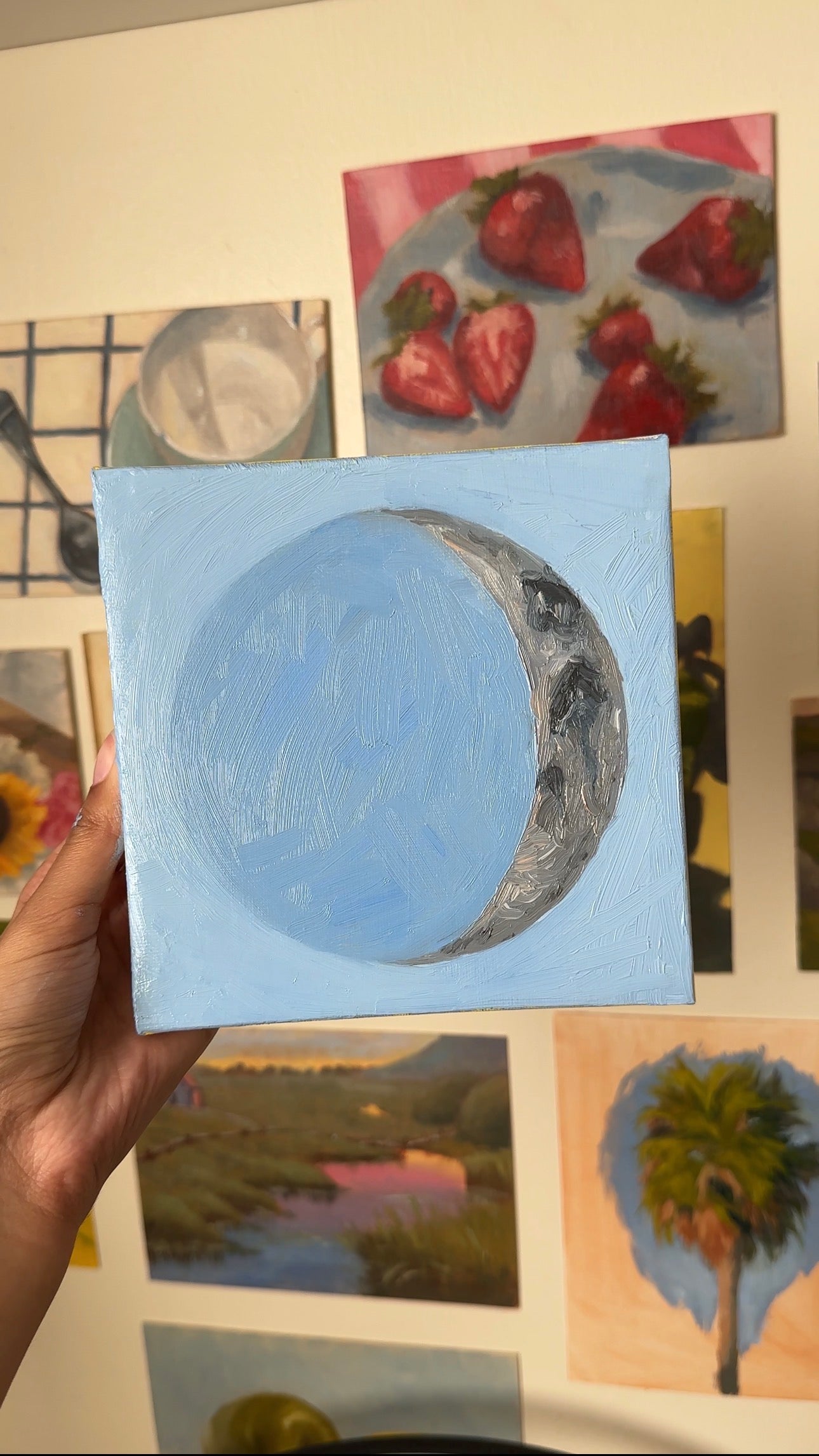 Waxing Crescent Moon - 6x6"