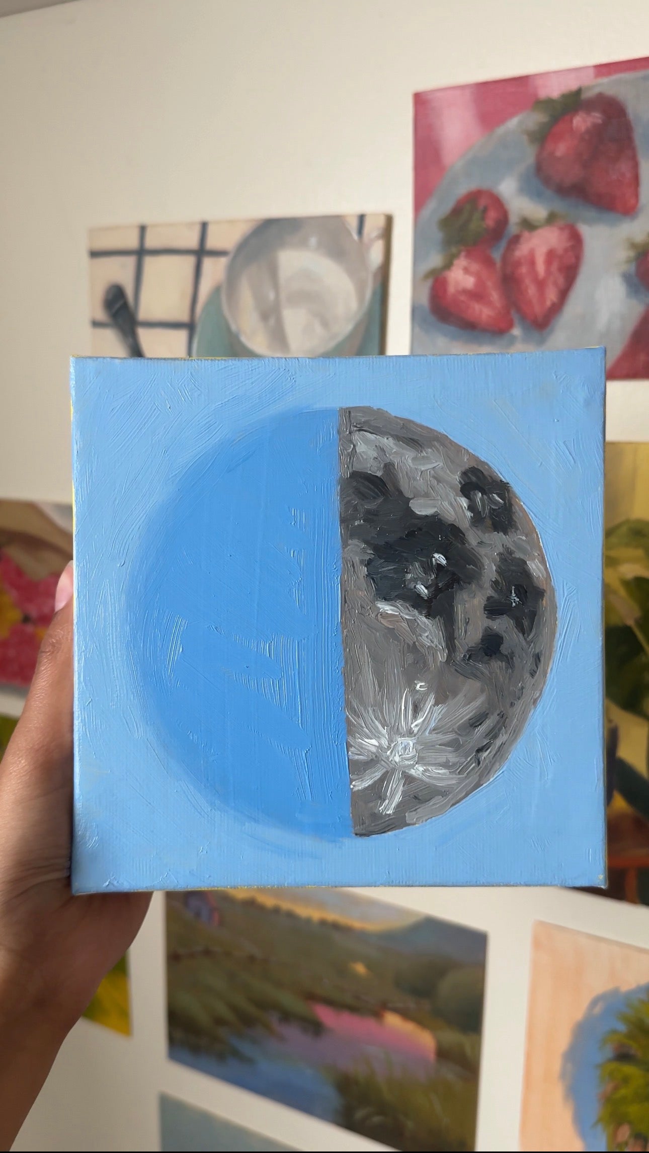 First Quarter Moon - 6x6"