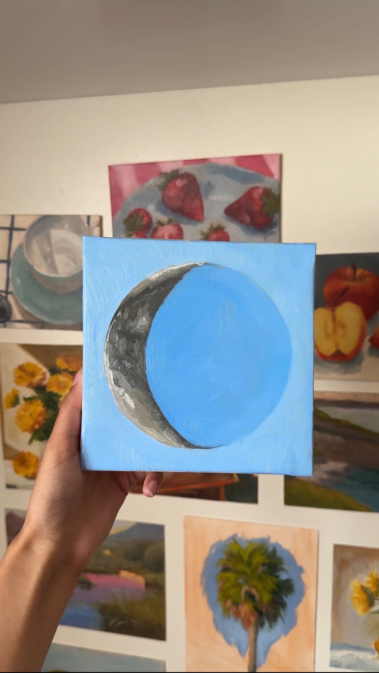 Waning Crescent Moon - 6x6"