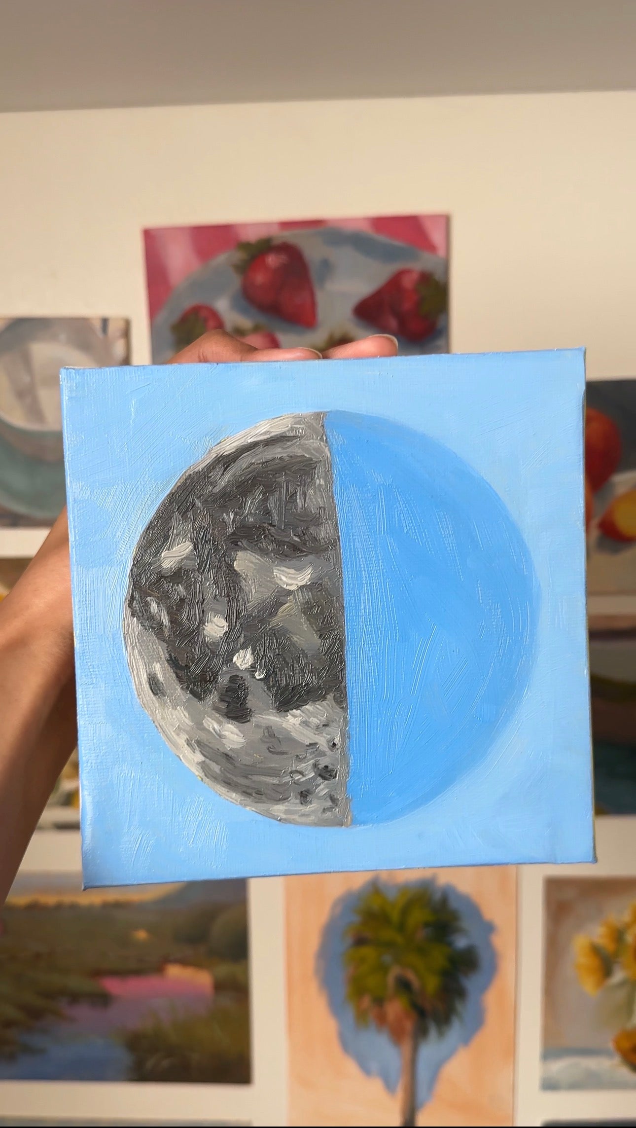 Third Quarter Moon - 6x6"